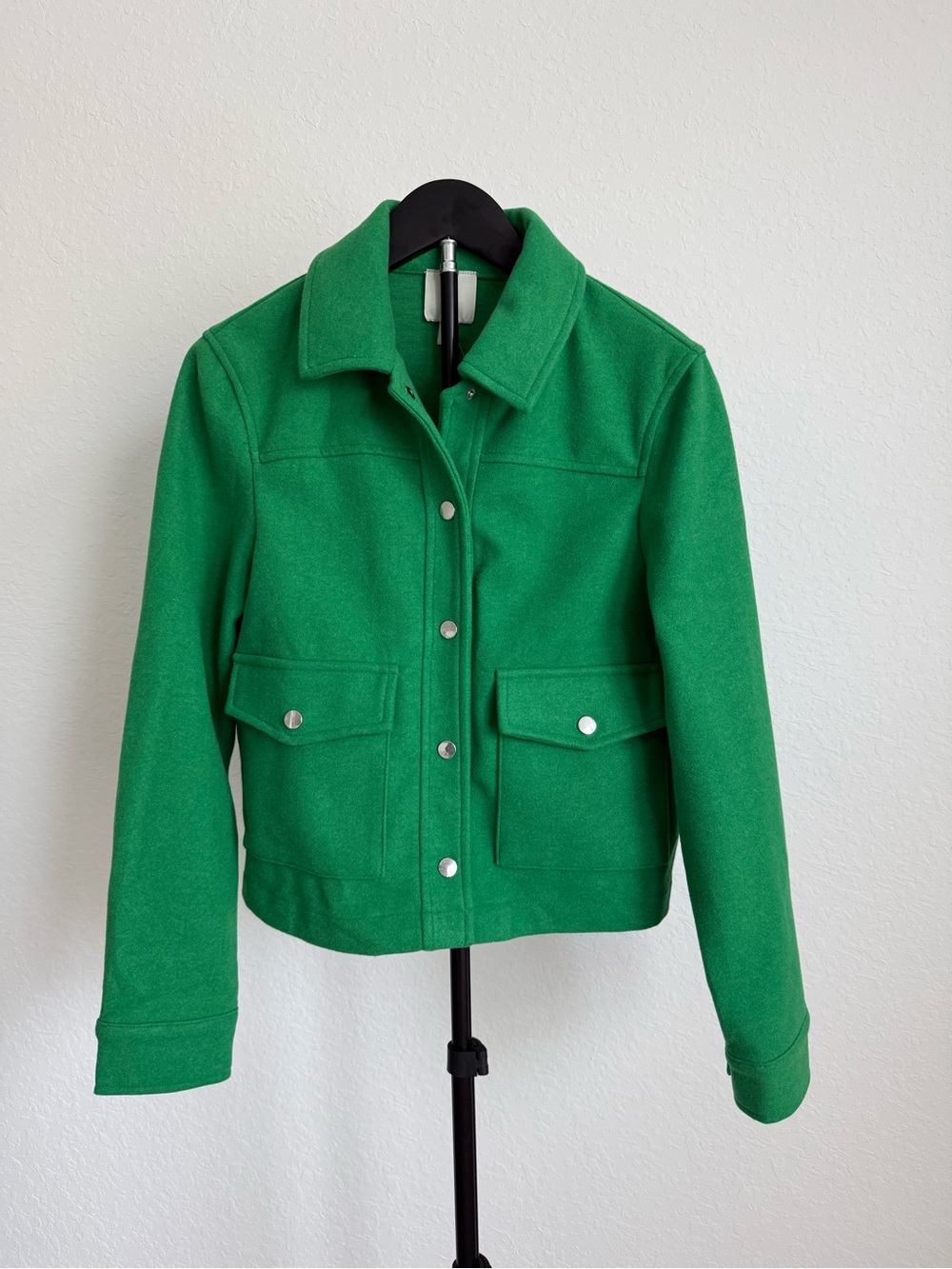 Joie Emerald Green Button-Front Wool Jacket